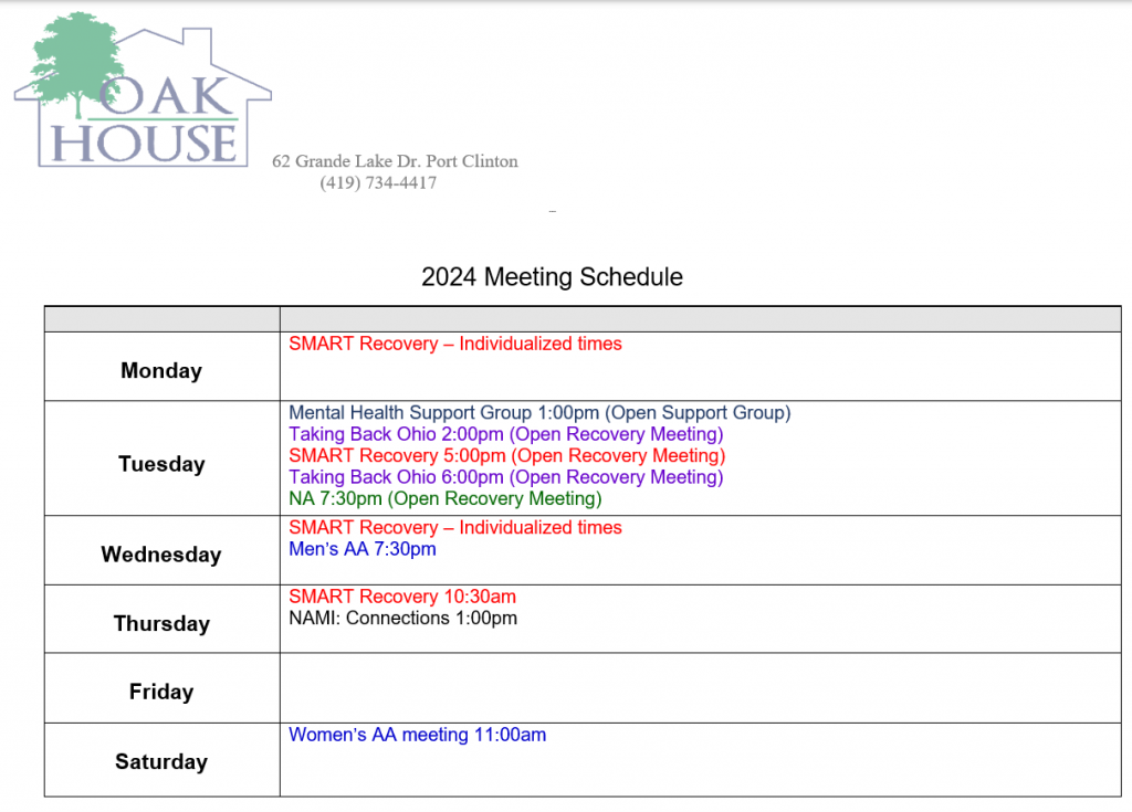 Updated Meeting List